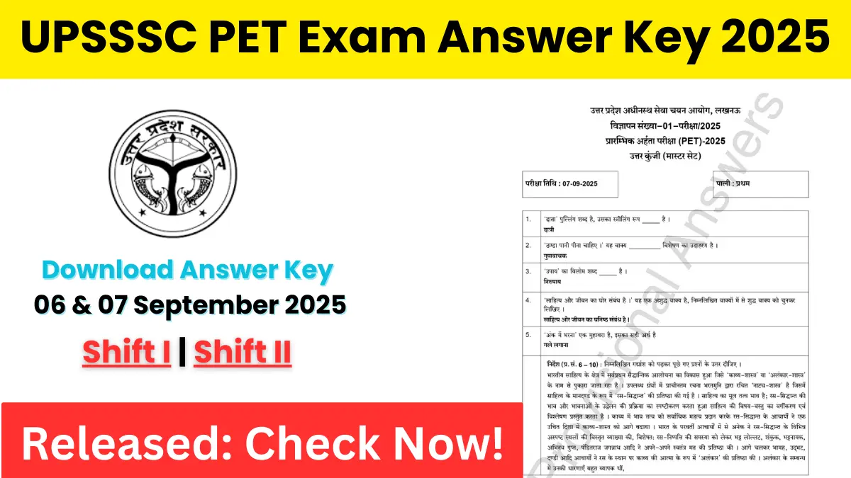 UPSSSC PET Exam Answer Key 2025